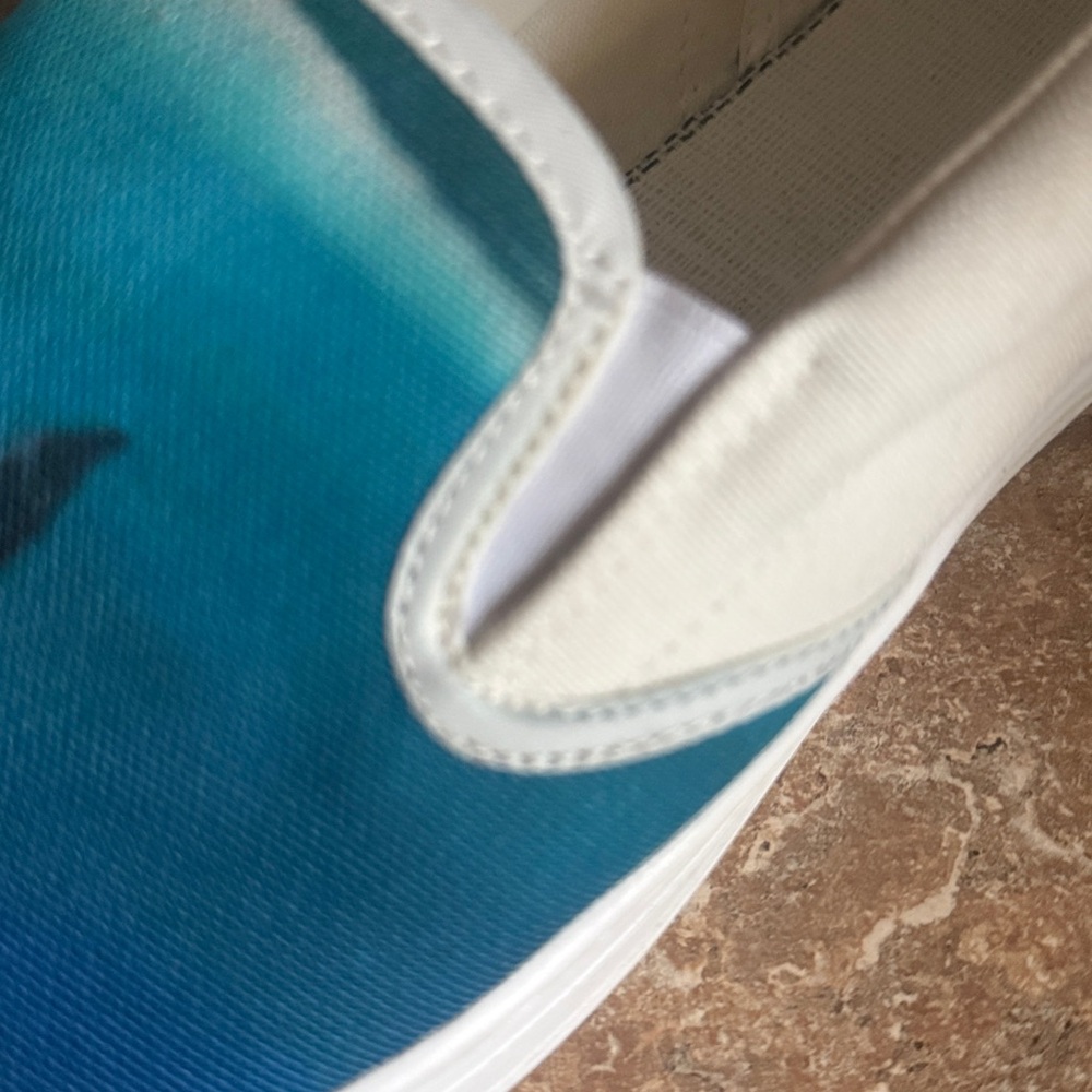 Aqua Shark Print Slip-On Sneakers-worn once - Picture 5 of 9